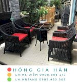 Bàn Ghế Mây Nhựa Hồng Gia Hân B012