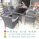 Xả Kho Bàn Mây Nhựa Kính Cường Lực Hồng Gia Hân