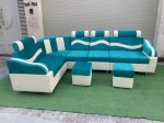 Bộ Sofa Bọc Vải Màu Xanh Trắng Giá Xưởng Sf078
