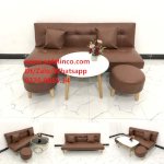 Bộ Ghế Sofa Bed Simili (Giả Da) Nâu Giá Rẻ | Nội Thất Linco Hcm