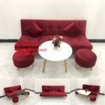 Bộ Bàn Ghế Sofa Bed Giường Màu Đỏ Vải Nhung Giá Rẻ Đẹp Ở Linco Tây Ninh