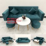 Bộ Ghế Sofa Bed Giường Màu Xanh Cổ Vịt Vải Nhung Phú Yên