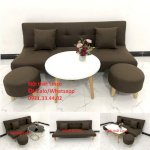 Bộ Sofa Bed Không Tay Vịn Mini Nhỏ Gọn Phòng Khách Màu Nâu Cà Phê Nội Thất Linco Hà Tĩnh