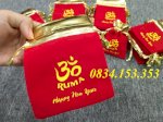 Túi Dây Rút Vải Nhung Màu Đỏ Viền Vàng In Logo Ruma