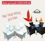 Bàn Ghế Cafe Mây Nhựa Hồng Gia Hân Ms052234