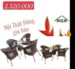 Bàn Ghế Cafe Mây Nhựa Hồng Gia Hân Ms052239