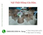 Bàn Ghế Cafe Mây Nhựa Hồng Gia Hân Ms05128