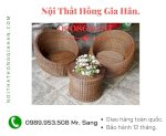 Bàn Ghế Cafe Mây Nhựa Hồng Gia Hân Ms05133_Tặng Nệm
