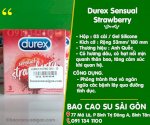 Bao Cao Su Durex Sensual Strawberry Hương Dâu Hộp 3 Cái Có Nhiều Điểm Nổi Quanh Thân Bao
