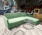 Sofa Góc L Nệm Bọc Vải Màu Xanh - Tặng Bàn Tổ Chim