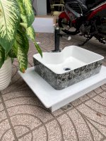 Lavabo Nhám Đen Lòng Trắng 6