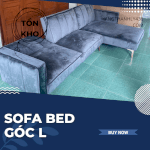 Bán Rẻ Bộ Sofa Bed L Bọc Vải Nhung Màu Xanh 99%