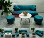 Bộ Bàn Ghế Sofa Bed Màu Xanh Nhung Kiểu Trơn Đẹp Ở Thế Giới