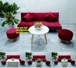 Bộ Bàn Ghế Sofa Bed Màu Đỏ Đô Kiểu Trơn Vải Nhung Ở Thê Giới Sofa Hồ Chí Minh