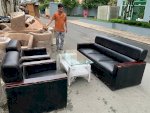 Bộ Sofa Bọc Simili Kèm Bàn Kính Cũ Thanh Lý Giá Rẻ