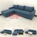 Bộ Bàn Ghế Sofa Góc L Màu Xanh Dương Giá Rẻ Đẹp Ở Nội Thất Thế Giới Sofa Vĩnh Long