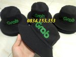 Nhận In Logo Grab Lên Nón Bucket Màu Đen Giá Rẻ