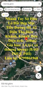 Nhanh Tay Sở Hữu Lô Đất Đẹp Mặt Tiền Đường Hl 62 Xã Diên Thọ Huyện Diên Khánh, Khánh Hòa