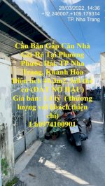 Cần Bán Gấp Căn Nhà Giá Rẻ Tại Phường Phước Hải, Tp Nha Trang, Khánh Hòa