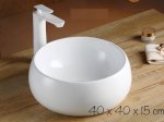 Chậu Bàn Đá Tròn Trắng-Lavabo Dương Bàn