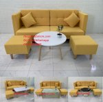 Bộ Ghế Sofa Băng Màu Vàng Vải Bố Nệm Rời Tháo Giặt Được Ở Nội Thất Thế Giới Sofa Hồ Chí Minh