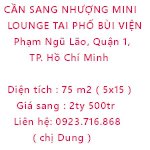 Cần Sang Nhượng Mini Lounge Tai Phố Bùi Viện Phạm Ngũ Lão, Quận 1, Thành Phố Hồ Chí Minh