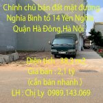 Chính Chủ Bán Đất Mặt Đường Nghĩa Bình Tổ 14 Yên Nghĩa Quận Hà Đông,Hà Nội