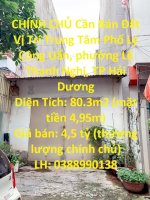 Chính Chủ Cần Bán Đất Vị Trí Trung Tâm Tp Hải Dương