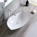 Chậu Lavabo Trắng Sứ Dáng Lá-Chậu Đẹp Dương Bàn