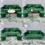 Bộ Sofa Bàn Ghế Bed Xanh Rêu Nỉ Nhung Quyến Rũ Xinh Xắn Ở Quy Nhơn ( Hàng Có Sẵn )