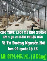 Chính Chủ Cho Thuê 1.900 M2 Kho Xưởng Km 4 Ql 28 Hàm Thuận Bắc