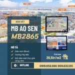 Bán Nhanh Lô Đất Mb Ao Sen Thuộc Cl13, View Đối Diện Biệt Thự, Gần Công Viên