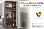 Tủ Rượu Hiện Đại Gỗ Công Nghiệp Cánh Kính Đẹp Cao Cấp