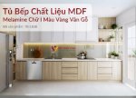 Tủ Bếp Chất Liệu Mdf Melamine Chữ I Màu Vàng Vân Gỗ Phối Trắng Đẹp