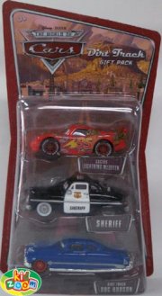 Dirt Track Gift Pack -  Cactus Lightning McQueen, Dirt Track Doc Hudson, Sheriff