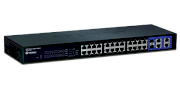 TRENDnet TEG-424WS 24-Port 10/100Mbps Web Smart Switch with 4 Gigabit Ports and 2 Mini-GBIC Slots 