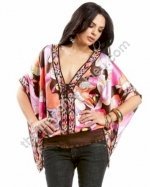 Bebe Heavenly Escape Silk Printed Kimono Top BB0434