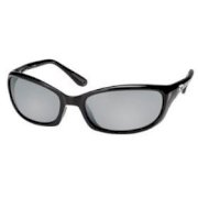 Costa Del Mar Harpoon Sunglasses Shiny Black w/Polarized Silver Mirror 580 Glass Lens 