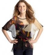 Angie Sheer Floral Butterfly Blouse with Camisole S1109306