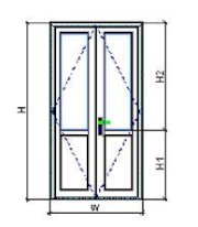 Cửa kính 2 cánh mở quay Queen QK2Q1-1800x2400 - kính đơn