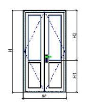 Cửa kính 2 cánh mở quay Queen QK2Q1-1400x2400 - kính hộp