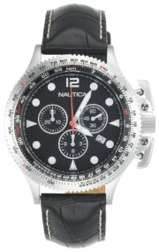 Đồng hồ Nautica Men's N22534G BFC II Black Leather Chronograph Watch