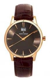 Claude Bernard Men's 63003 37R BRIR Classic Gents Rose Gold PVD Brown Dial Leather Date Watch