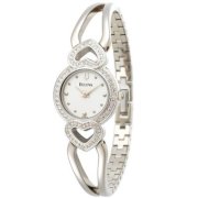 Bulova Women's  Crystal Pendant and Bracelet Boxed Set White Dial Watch 96X006