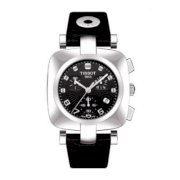 Tissot Women's T020.317.16.057.00 Odaci-T Leather Band Black Dial Watch