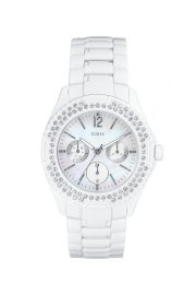 Đồng hồ Guess watch, Women's WaterPro Glossy White on Steel Bracelet 37mm G12543L