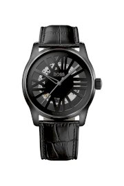 Đồng hồ Hugo Boss Watch, Men's Automatic Skeleton Black Leather Strap 1512654
