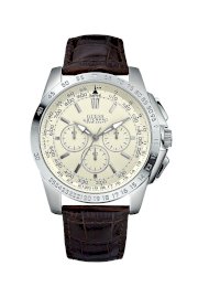 Đồng hồ Guess Watch, Men's Chronograph Brown Croc Embossed Leather Strap 47mm U13570G2