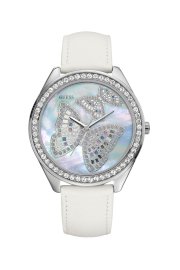 Đồng hồ Guess watch, Women's Butterfly White Leather Strap 41mm U95185L1