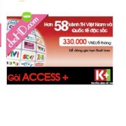 Thẻ gia hạn thuê bao K+ - gói Acesss + 58 kênh - 6 tháng
